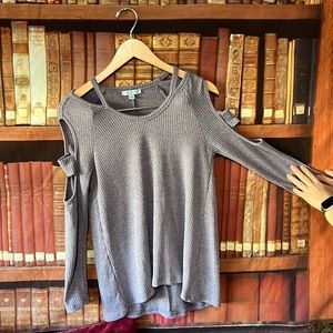 She + Sky cold shoulder long sleeve top shirt Lilac Small S